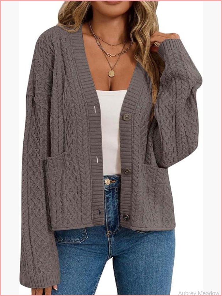 Chunky Knit Open Front Cardigan Long Sleeve Button Sweater Oversized Loose